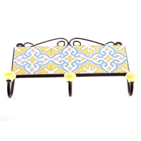 Yellow And Turquoise Floral Tiles Hooks Online